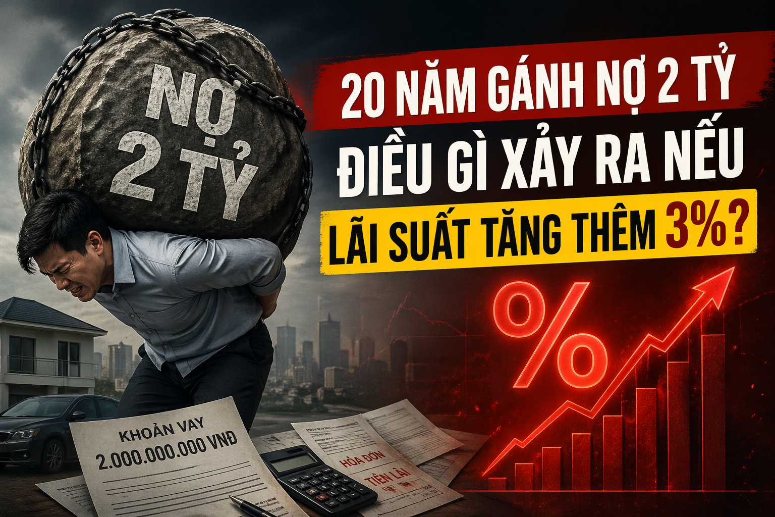 20 Năm Gánh Nợ 2 tỷ: Điều Gì Xảy Ra Nếu Lãi Suất Tăng Thêm 3%?