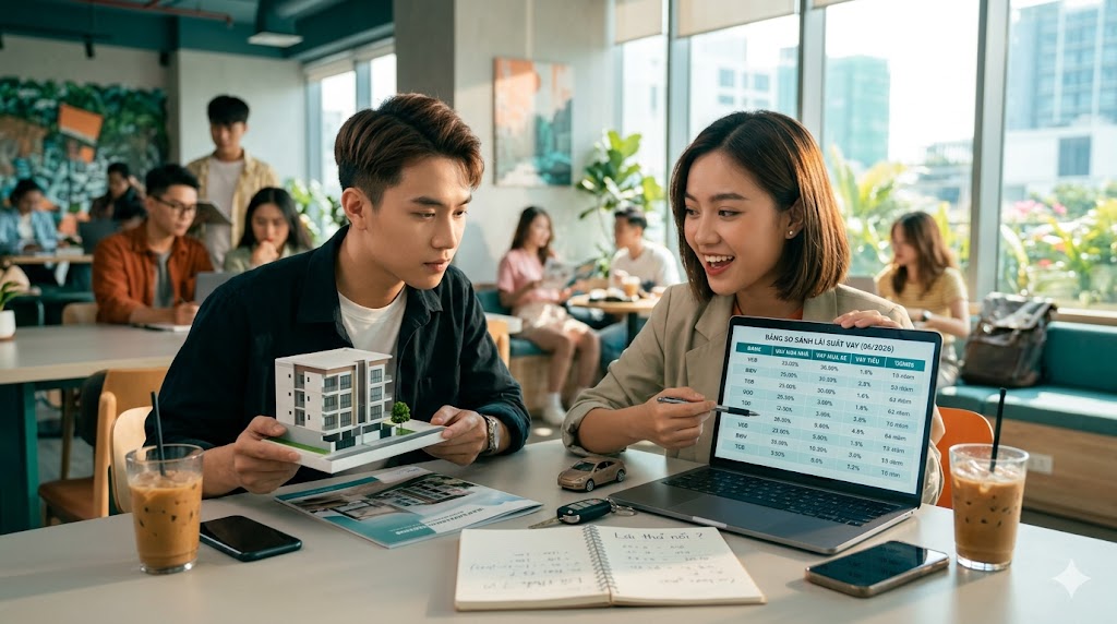 Bảng so sánh lãi suất vay phổ biến (cập nhật tháng 6/2026)